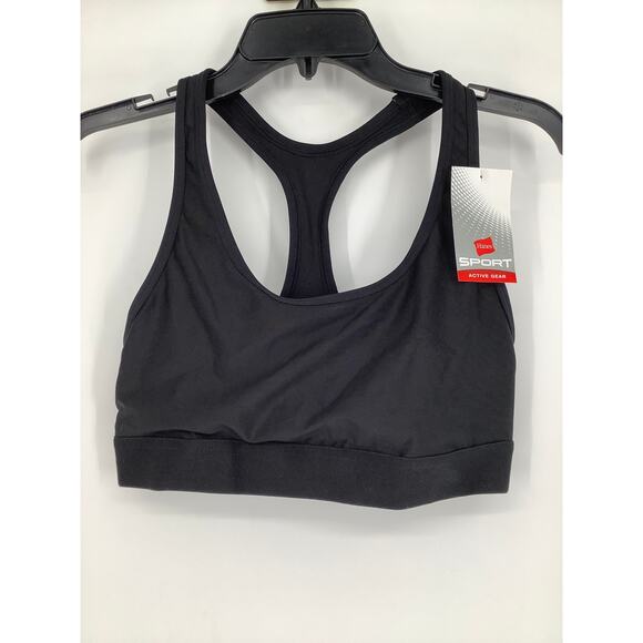 Hanes Sport Women's L Black Racerback Sports Bra Compression Athleisure H20-18 - Picture 3 of 6